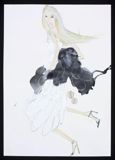 Fashion Illustration of Walking Woman