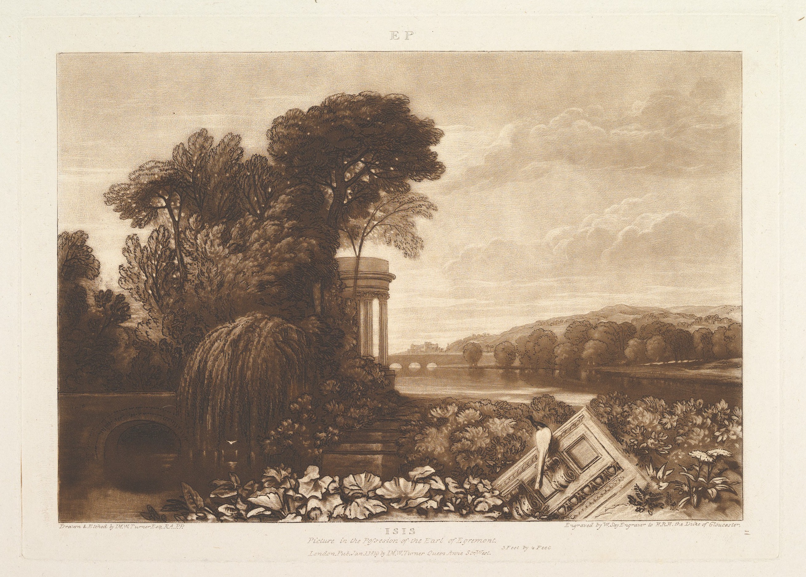 Isis River Landscape Engraving