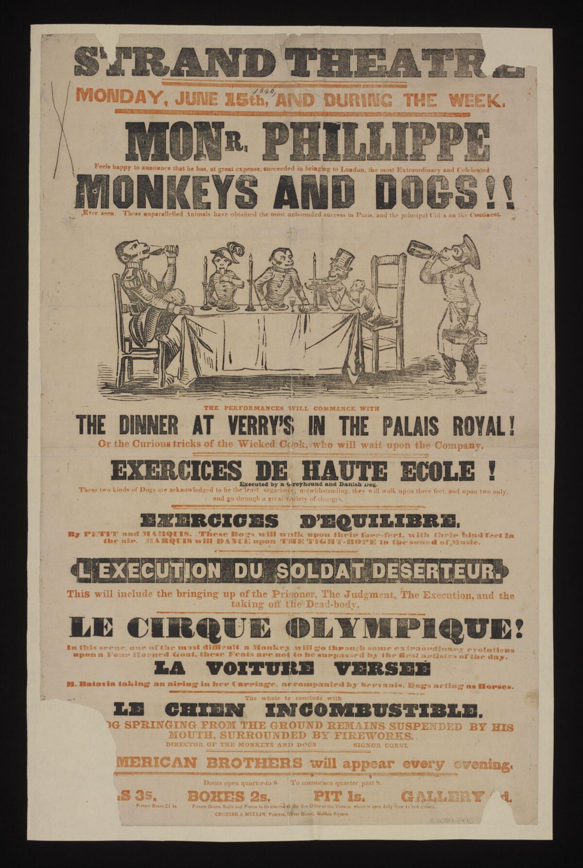 Vintage Strand Theatre Monkey Dog Show Poster