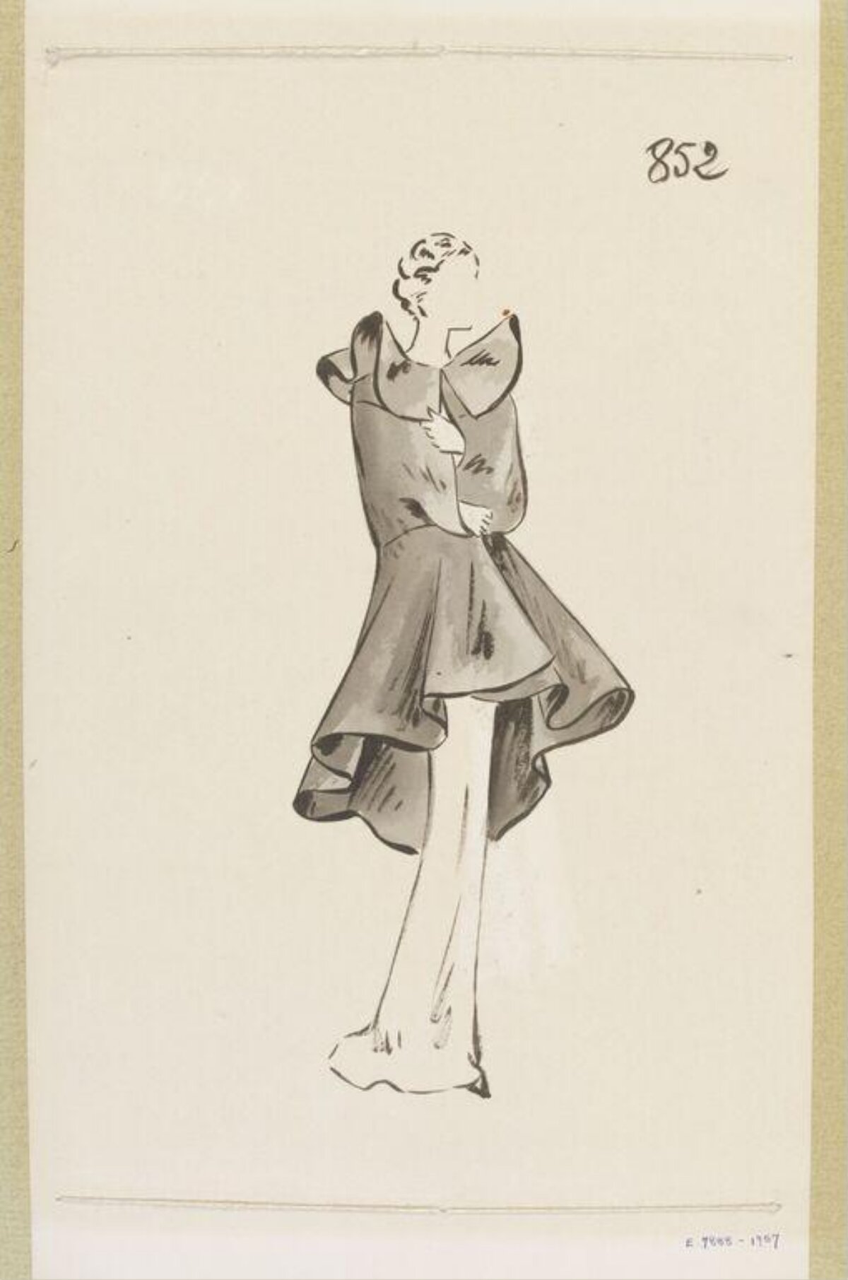 Vintage Women's Coat Fashion Sketch