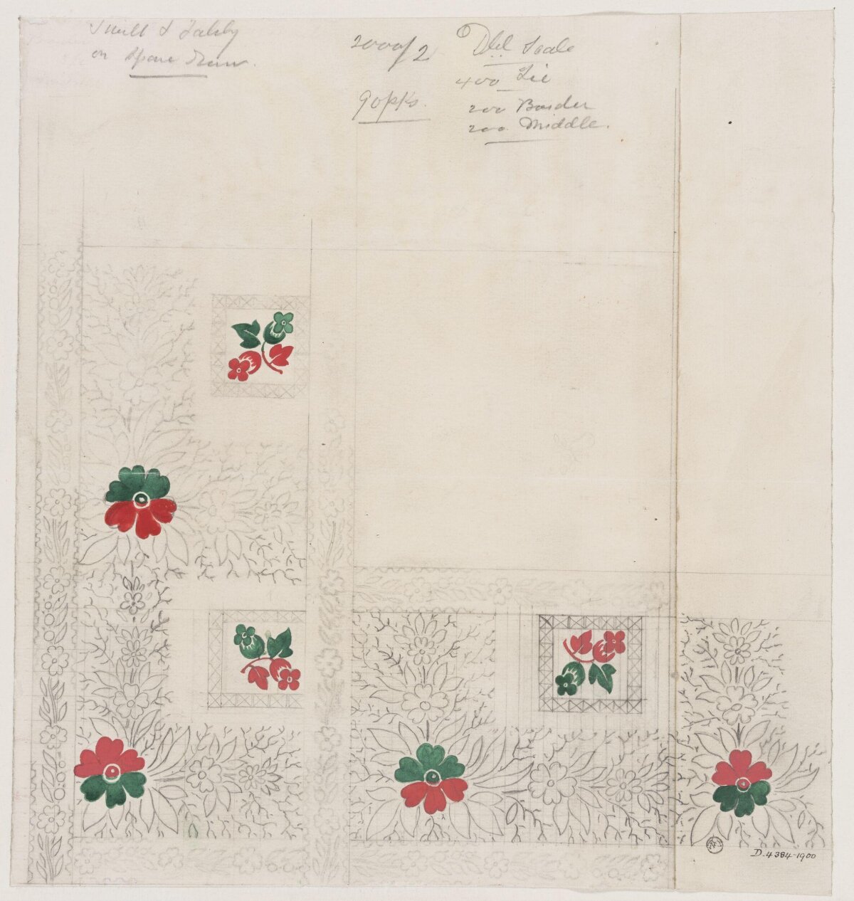 Hand-drawn Floral Textile Design Sketch