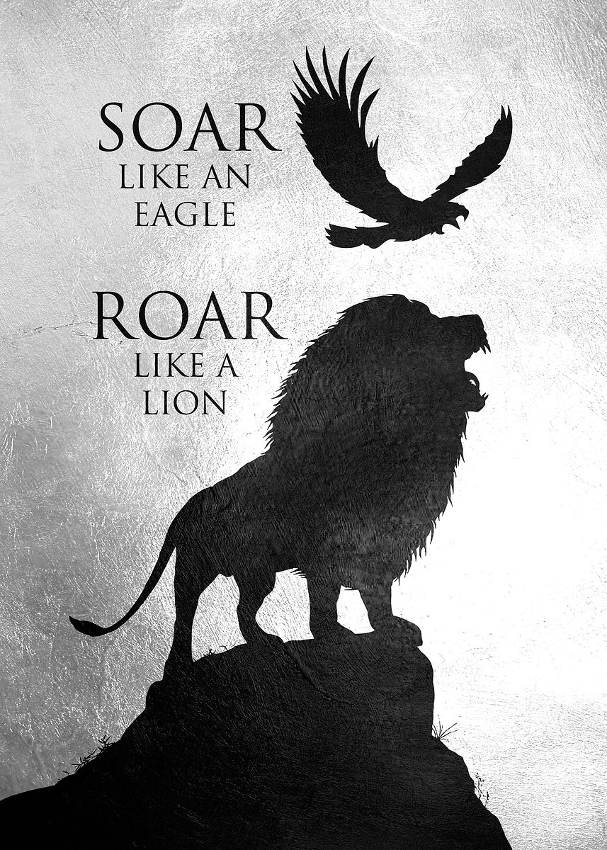 Motivational Eagle and Lion Silhouette Poster