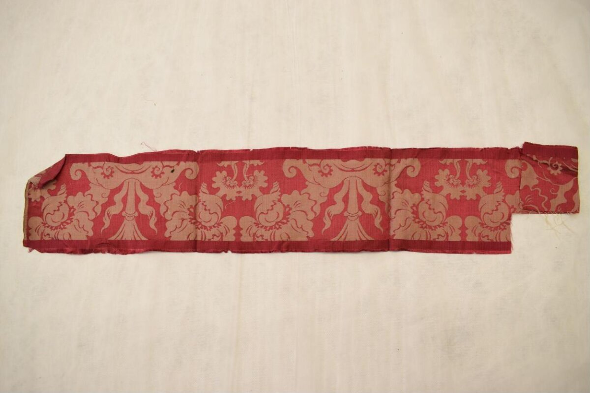 Red Patterned Antique Textile Fragment