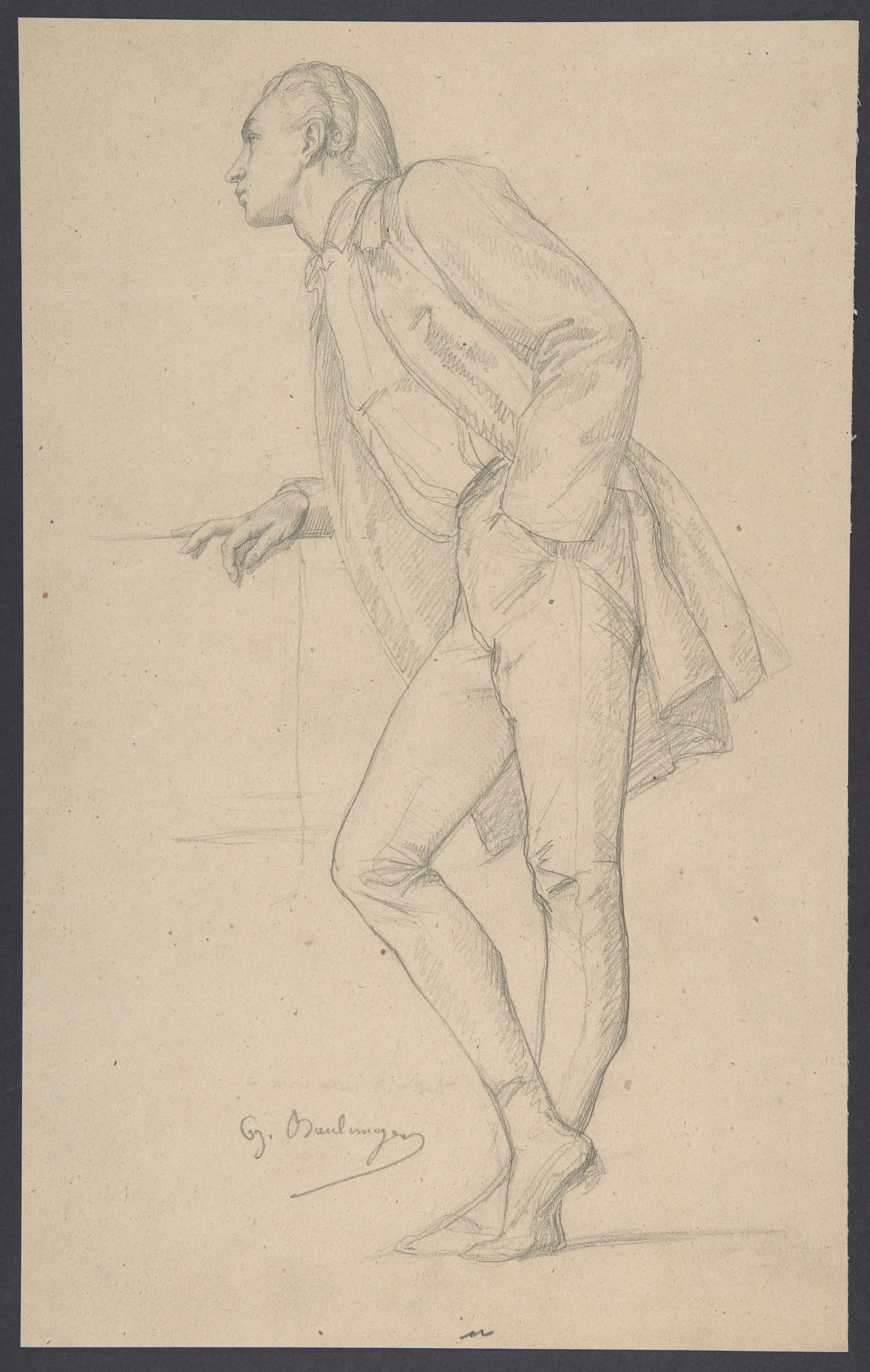 Pencil Sketch of Leaning Man