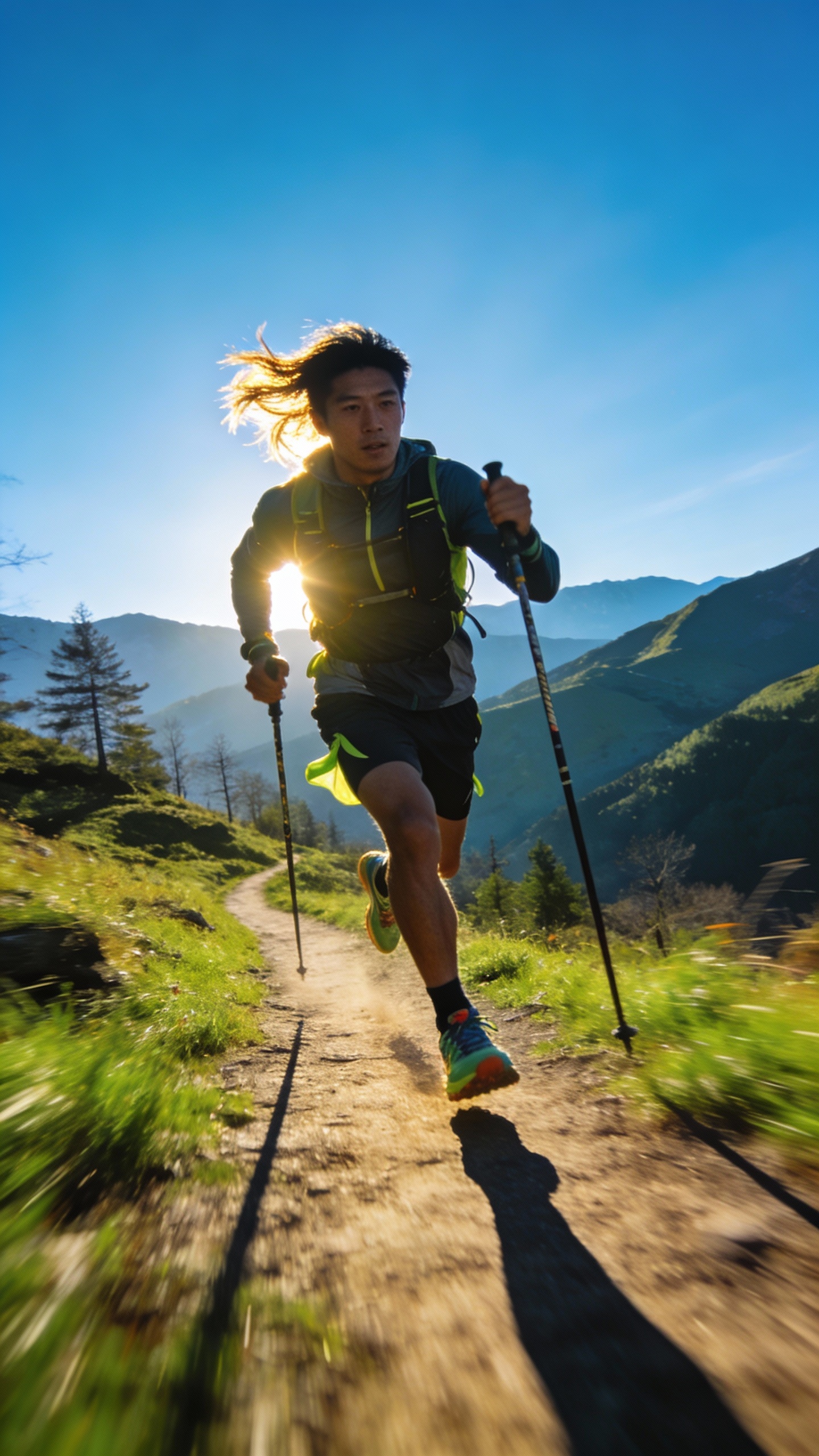 Male Trail Runner on Mountain Trail