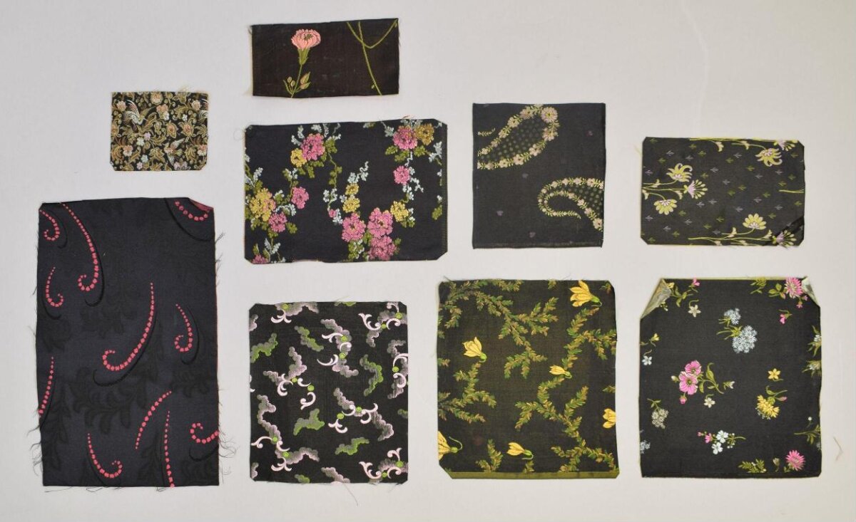 Collection of Black Printed Fabric Swatches