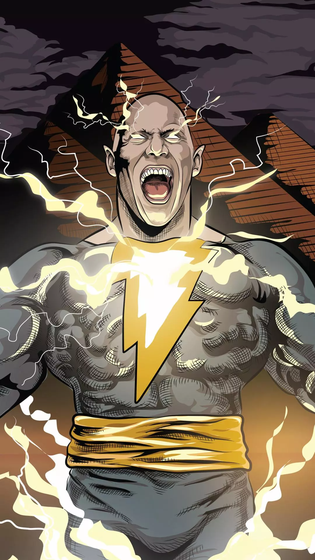 Black Adam Roaring With Lightning
