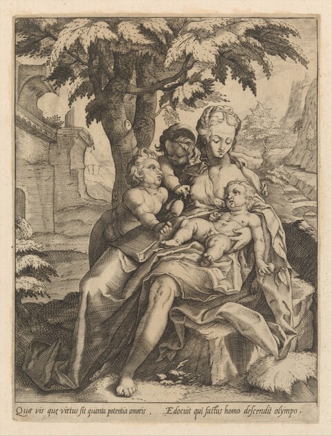 Mother with Three Children Engraving