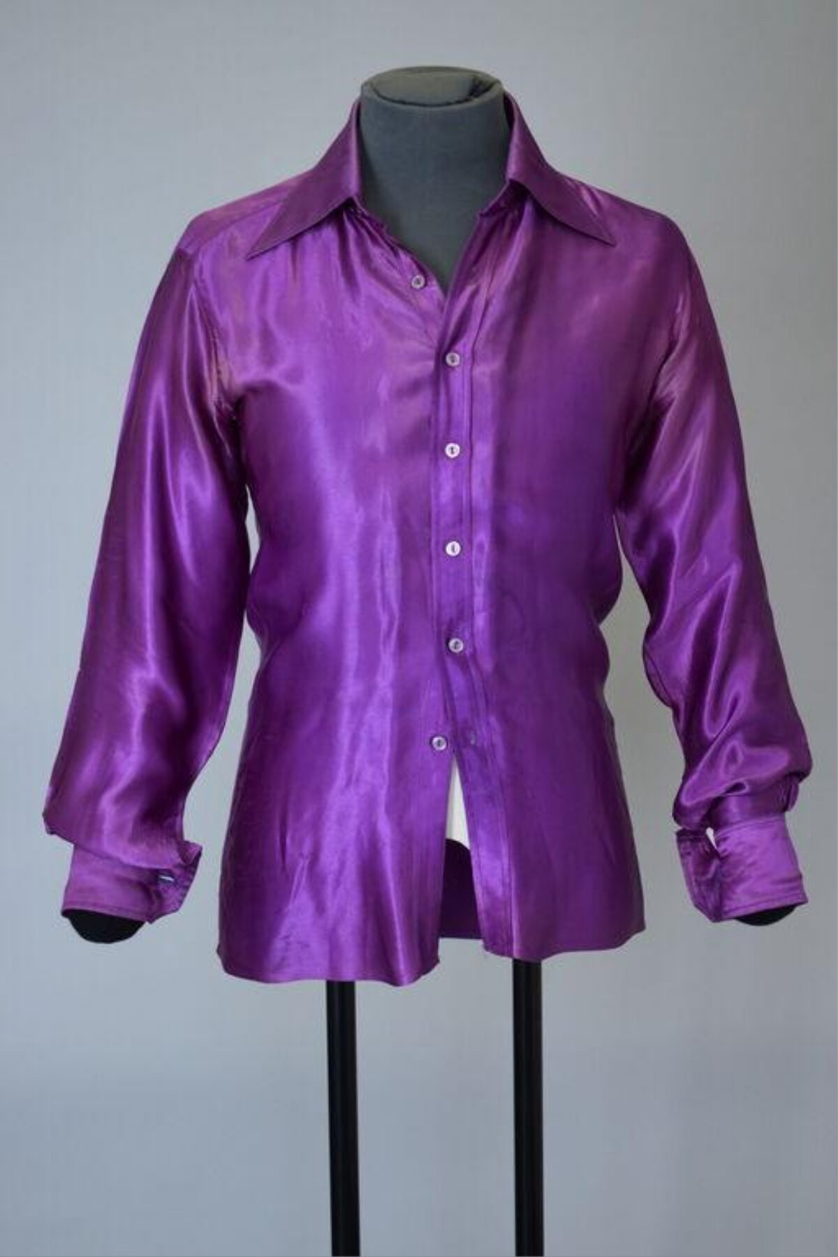 Purple Satin Long Sleeve Shirt