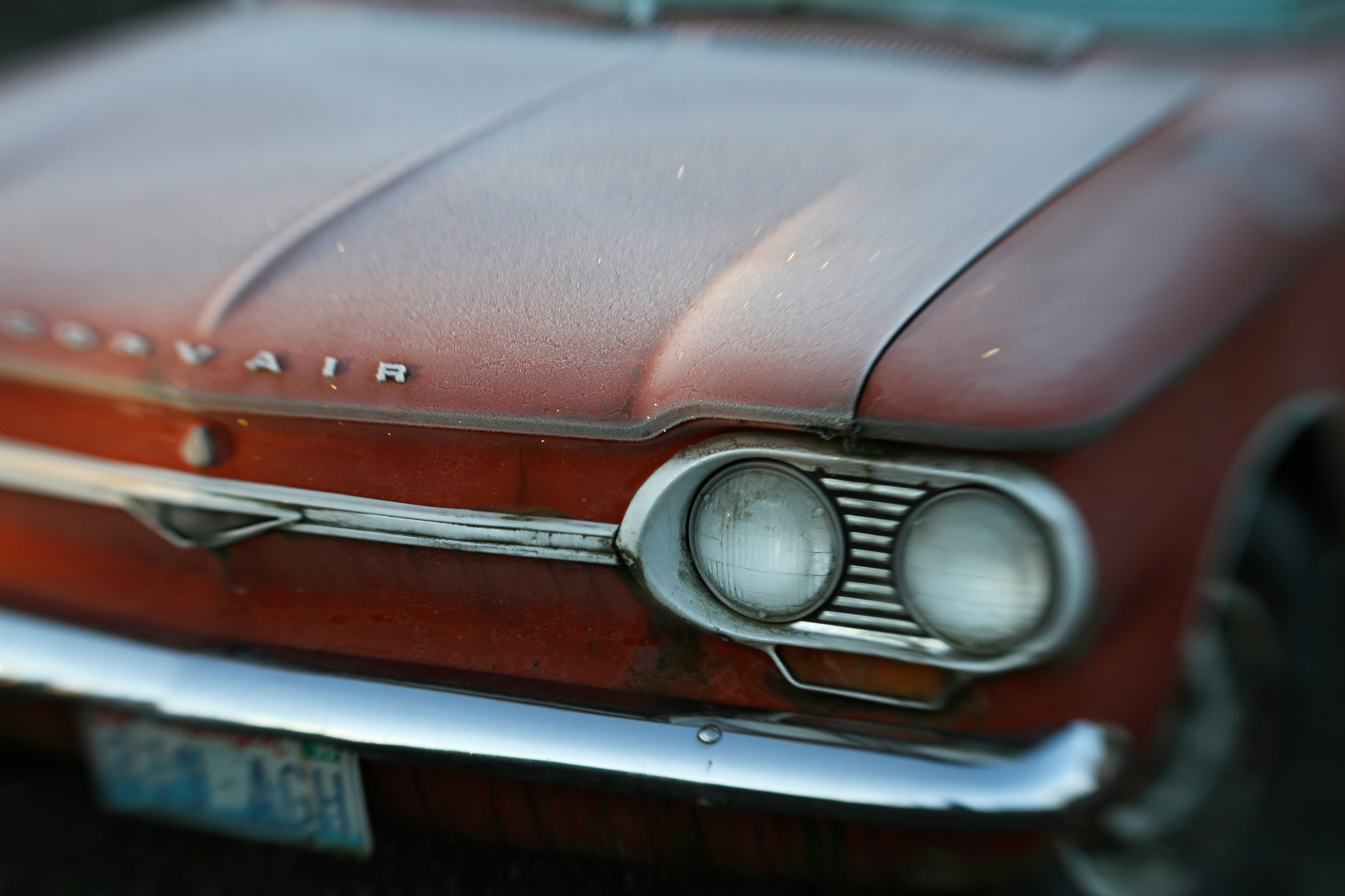 Close-Up of Vintage Corvair Car Front