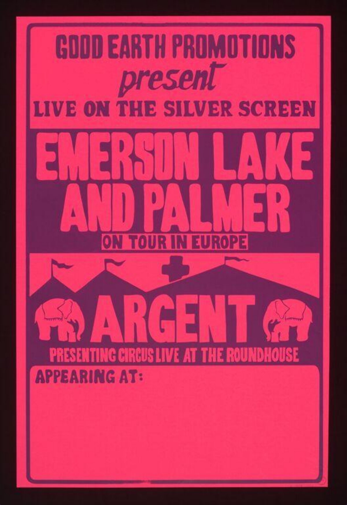 Emerson Lake and Palmer European Tour Poster