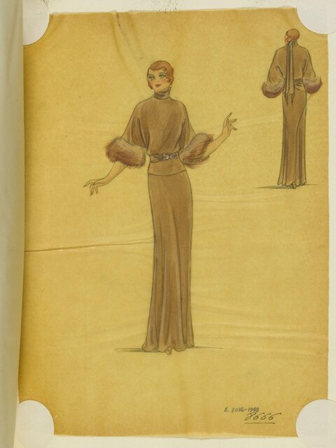 Vintage Evening Gown Fashion Sketch