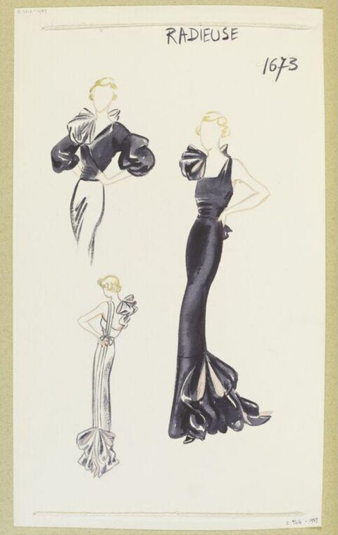 Vintage Evening Gown Fashion Sketch