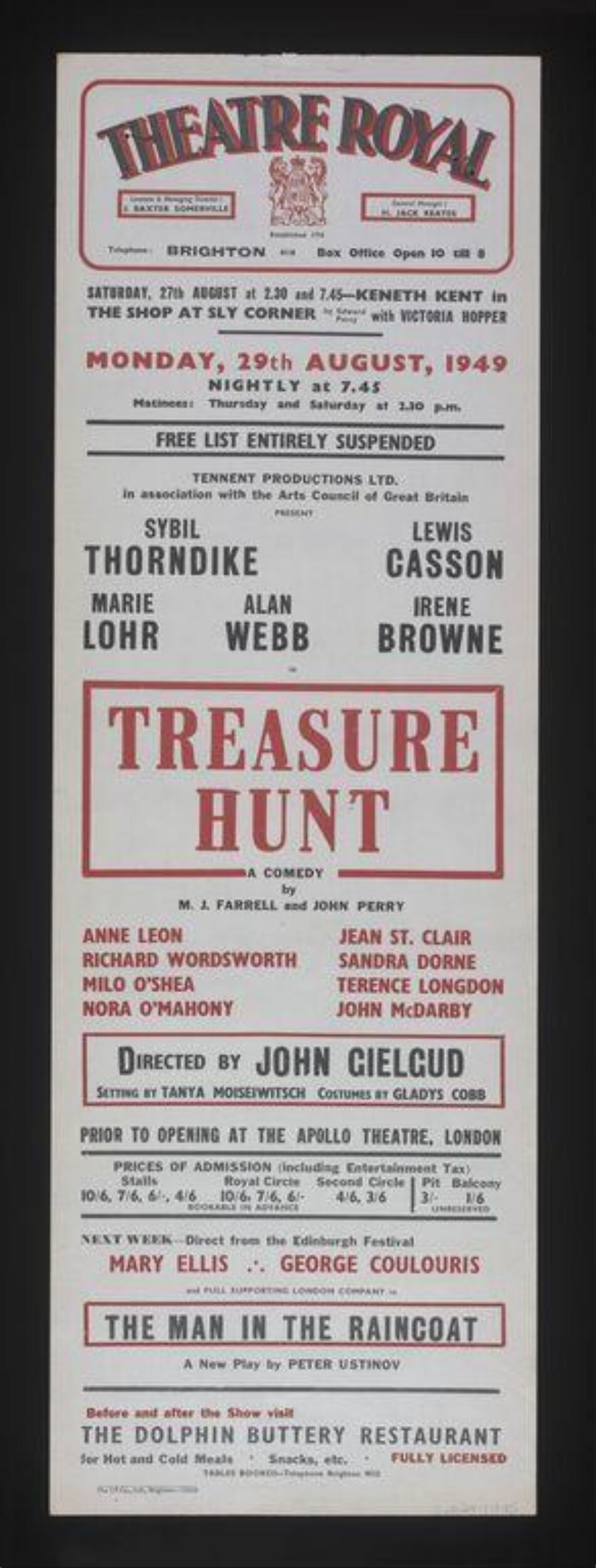 1949 Theatre Royal Play Poster