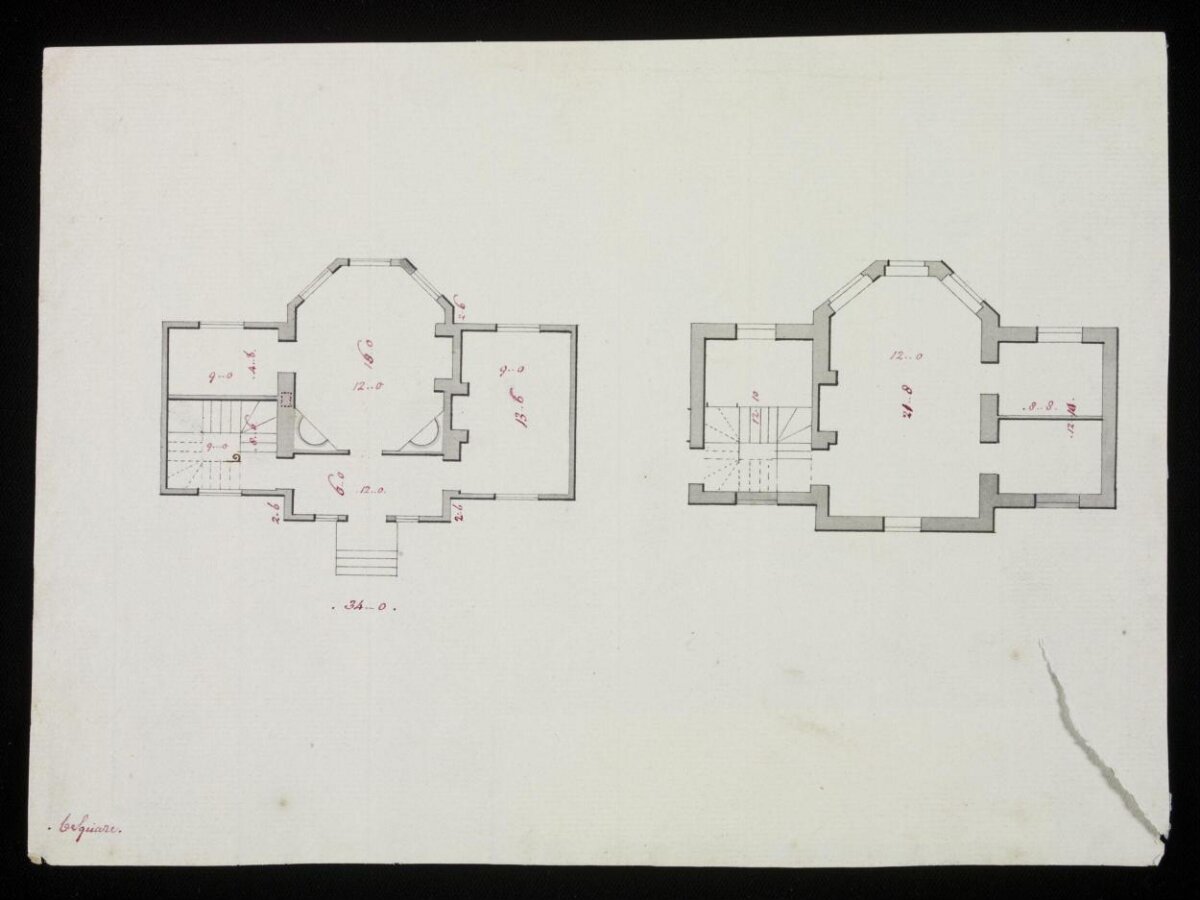 Two Historic Architectural Floor Plans