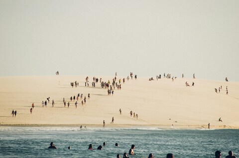 Crowded Coastal Dune Beach