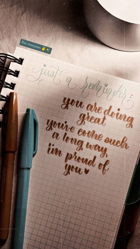 Encouraging Hand Lettered Reminder on Notebook