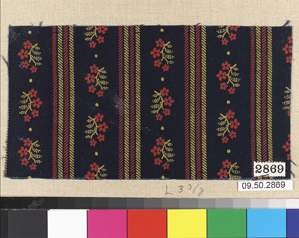 Vintage Floral Striped Textile Sample