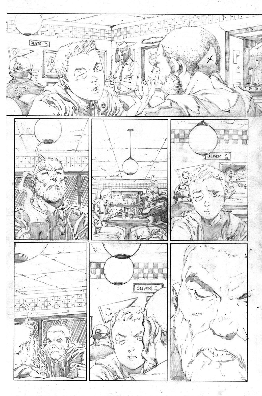 Pencil Sketch Diner Comic Page