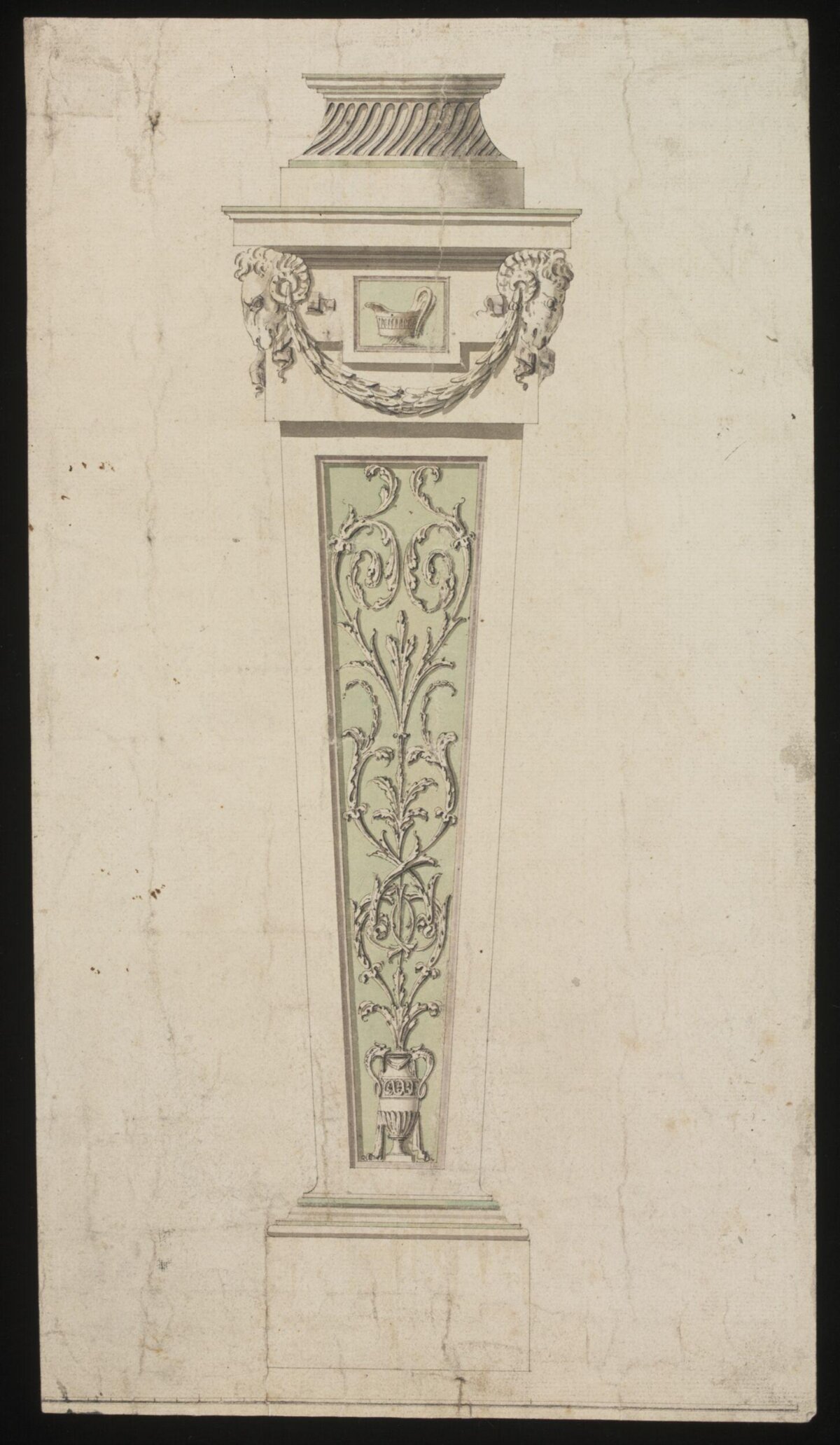 Ornate Classical Pilaster Design Drawing