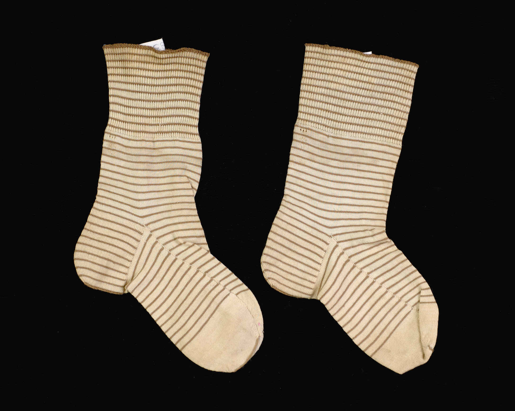 Pair of Beige Brown Striped Socks