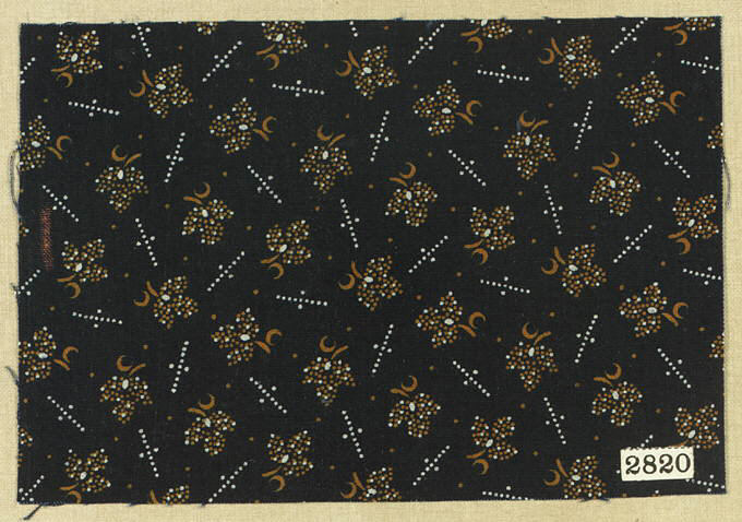 Black Floral Pattern Fabric Swatch