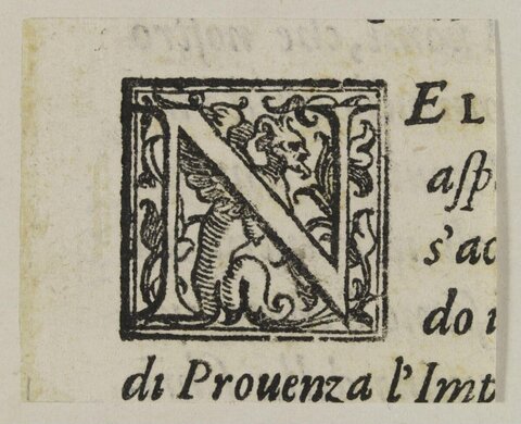 Decorated Initial N on Antique Printed Page
