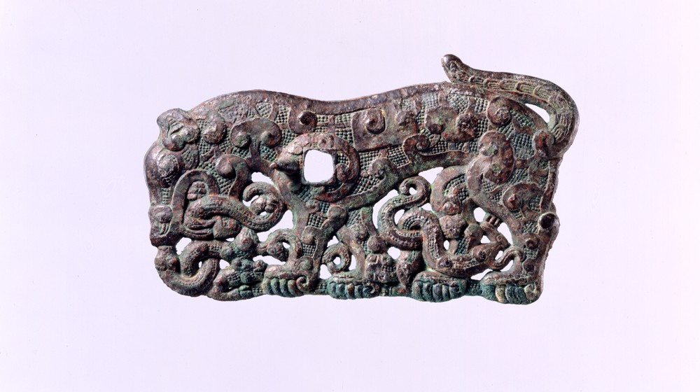 Bronze Tiger Shaped Openwork Plaque
