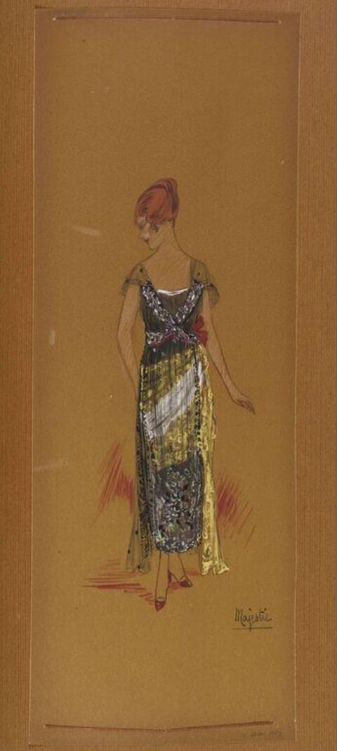 Vintage Evening Gown Fashion Sketch
