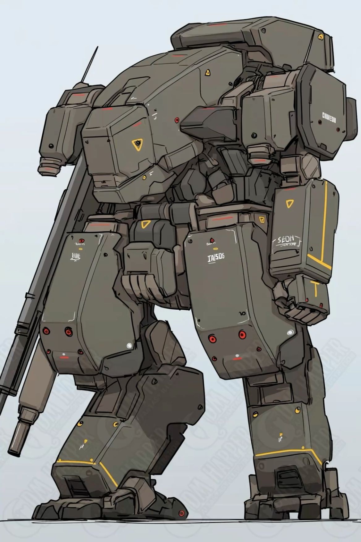 Heavy Military Mech Concept Sketch