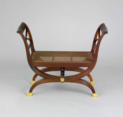 Antique Carved Caned Wooden Bench
