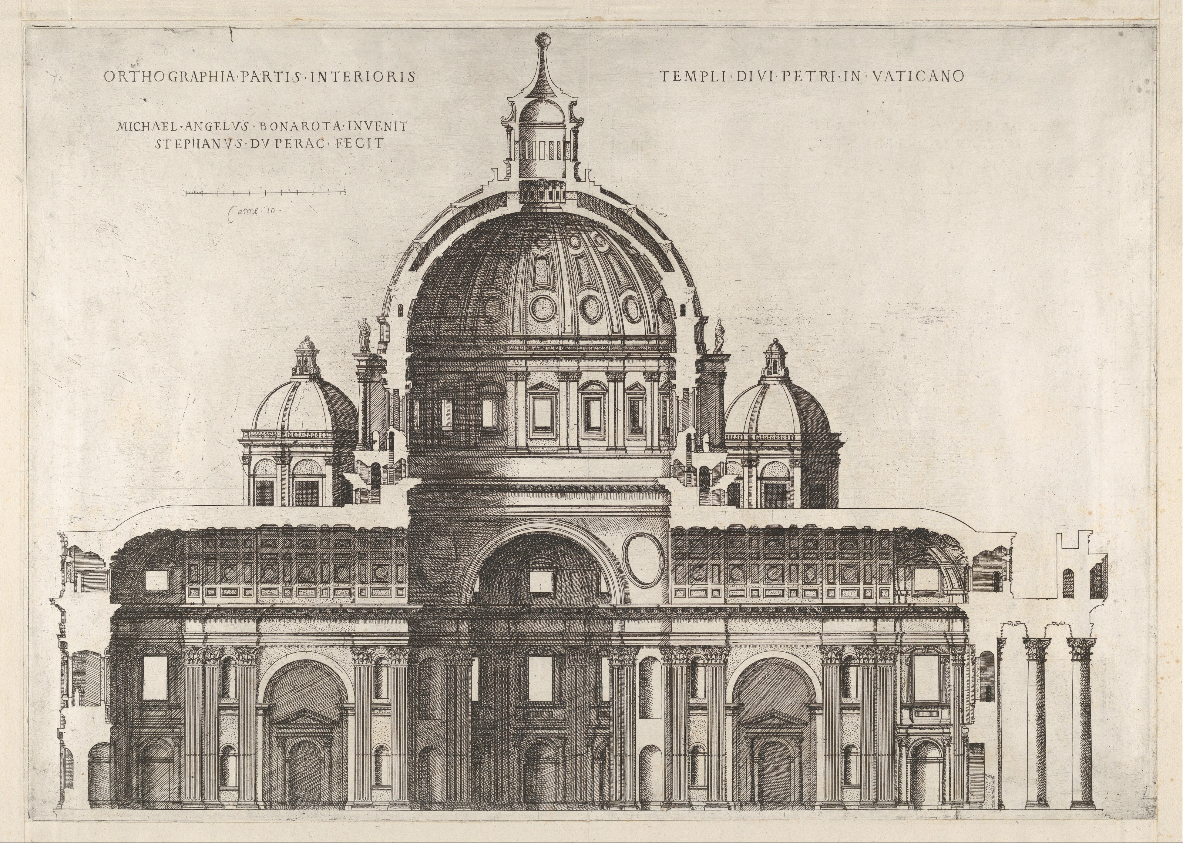 Engraved Cross-section of St Peter's Basilica