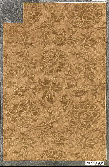 Tan Floral Pattern Textile Fragment