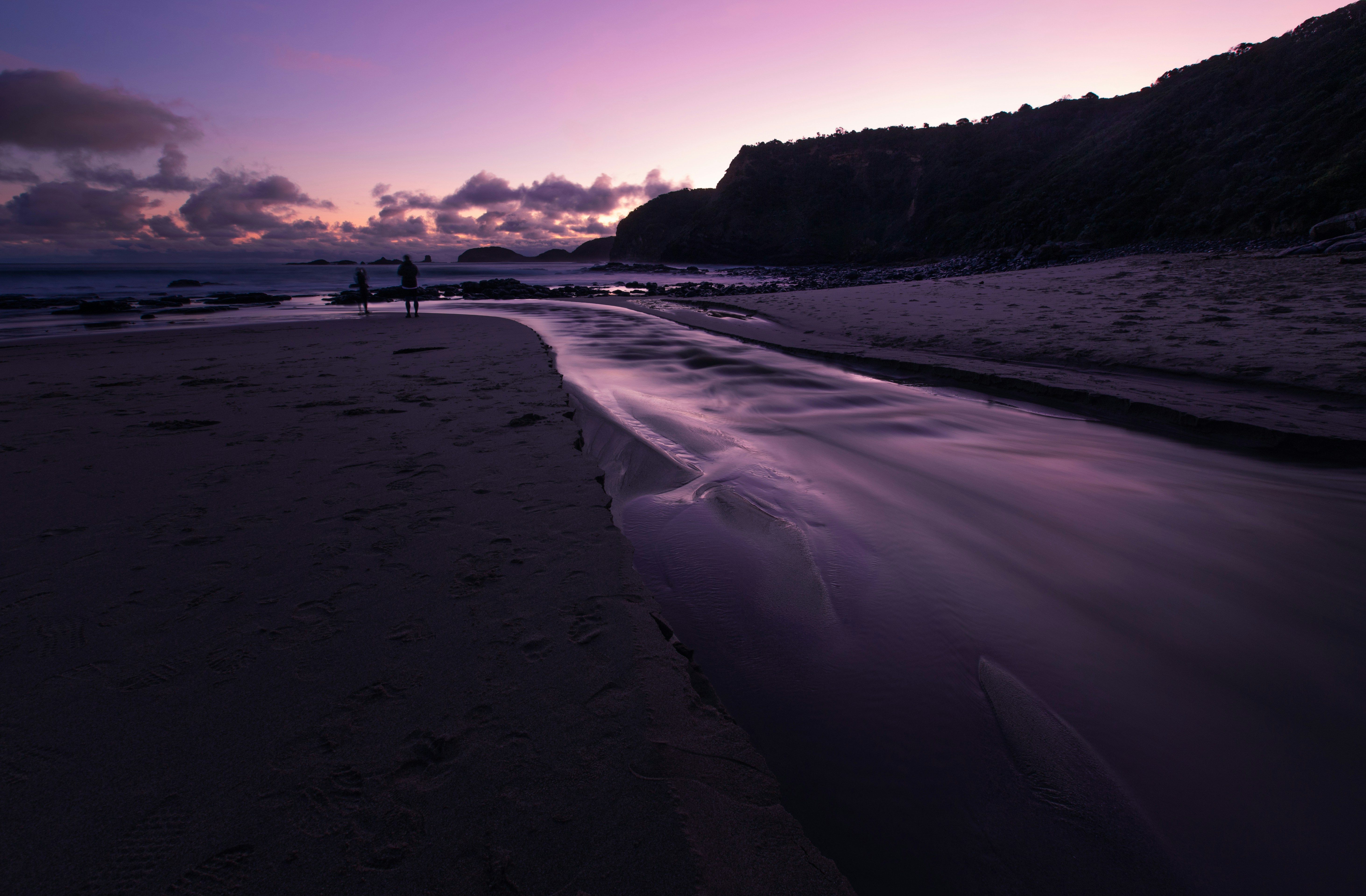 Dusk Beach Stream Seascape