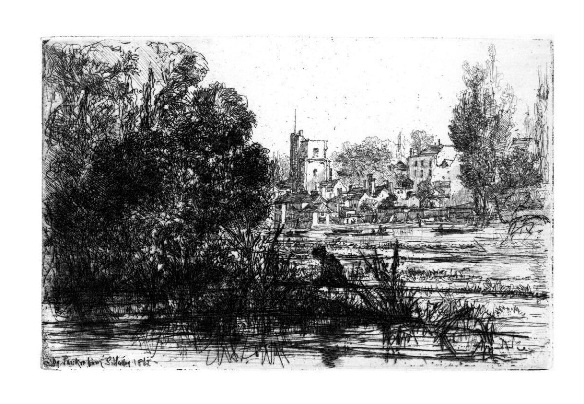 Riverside Town Ink Sketch