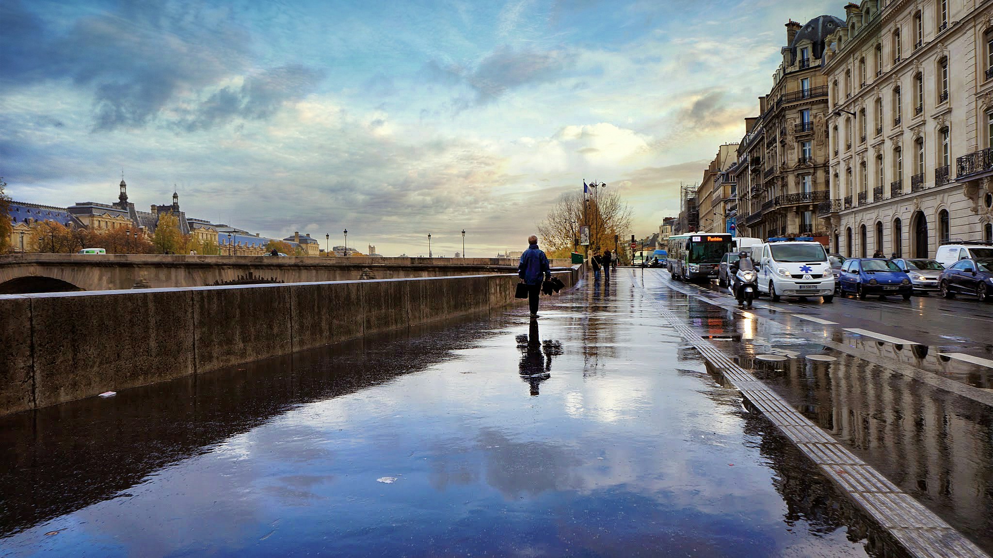 After Rain Paris Riverside Walkway
