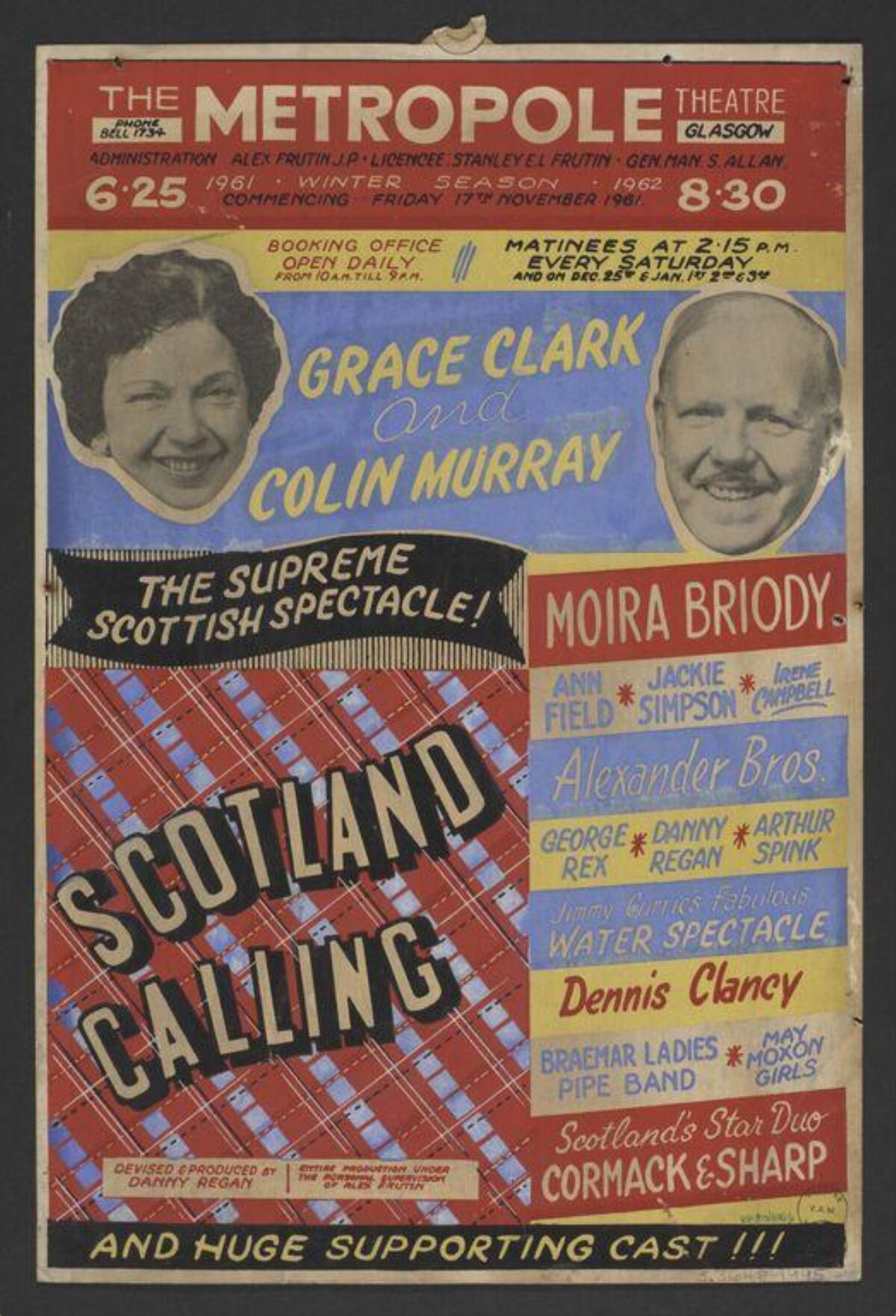 1961 Scotland Calling Theatre Poster