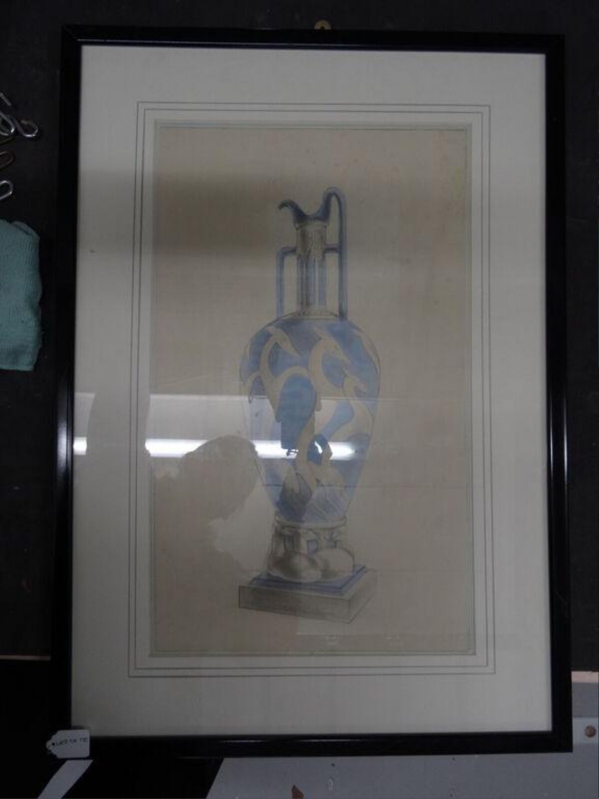 Framed Drawing of a Decorative Vase