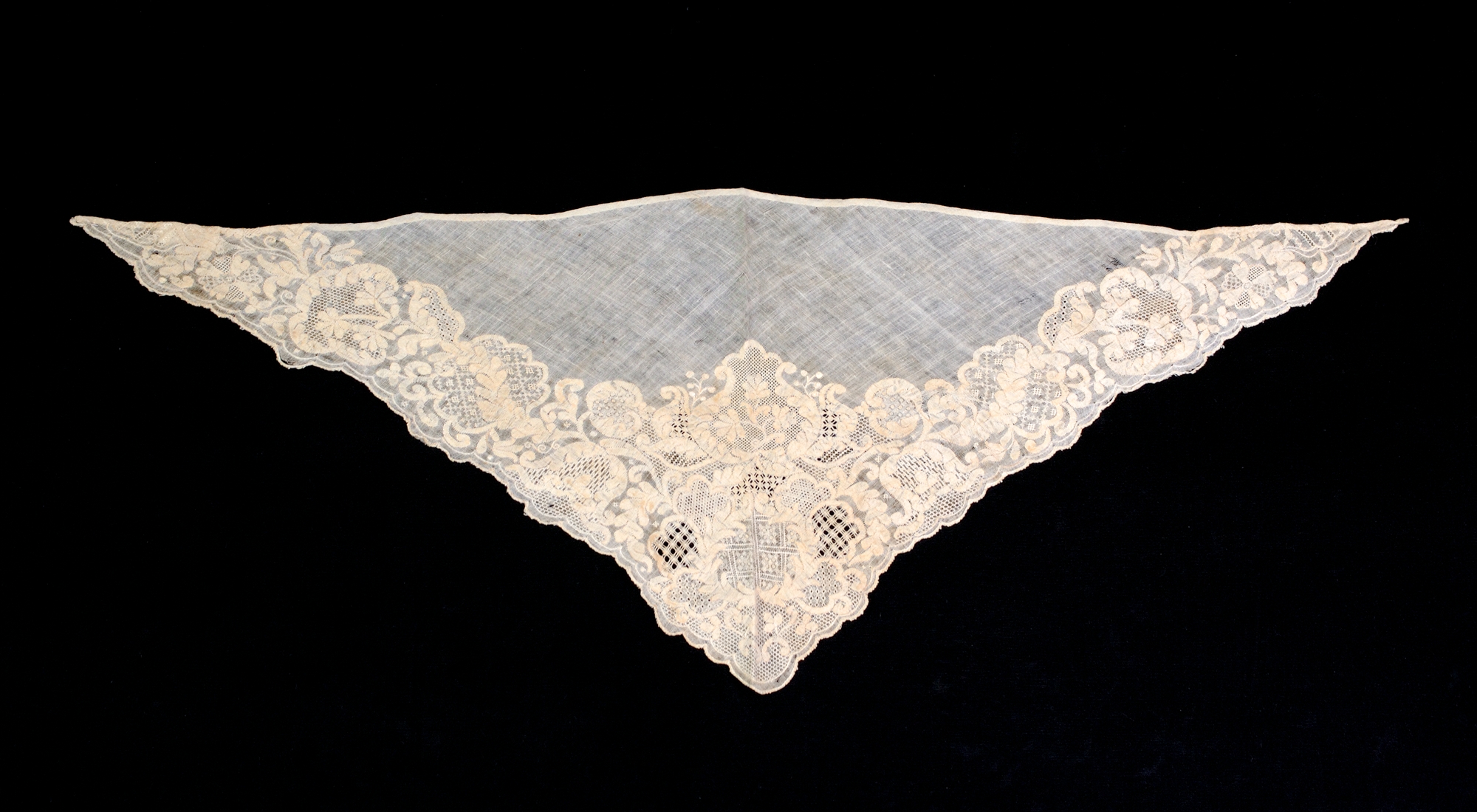 Antique Triangular Handmade Lace Kerchief