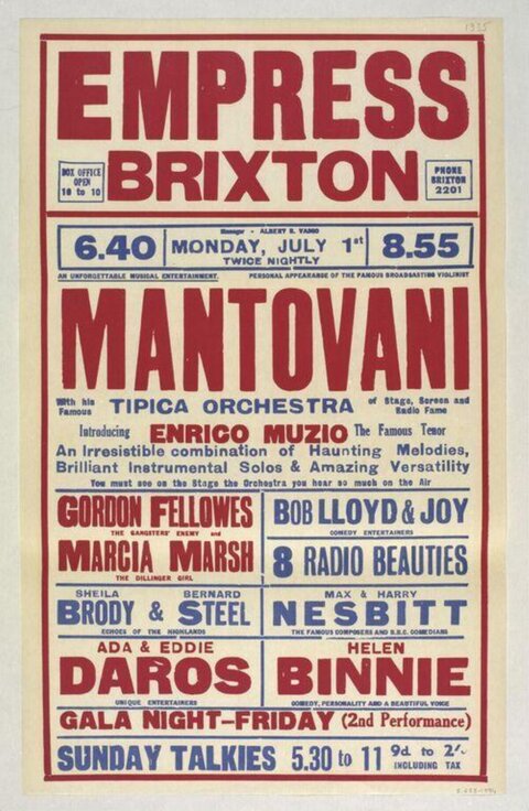 Vintage Mantovani Show Poster at Empress Brixton