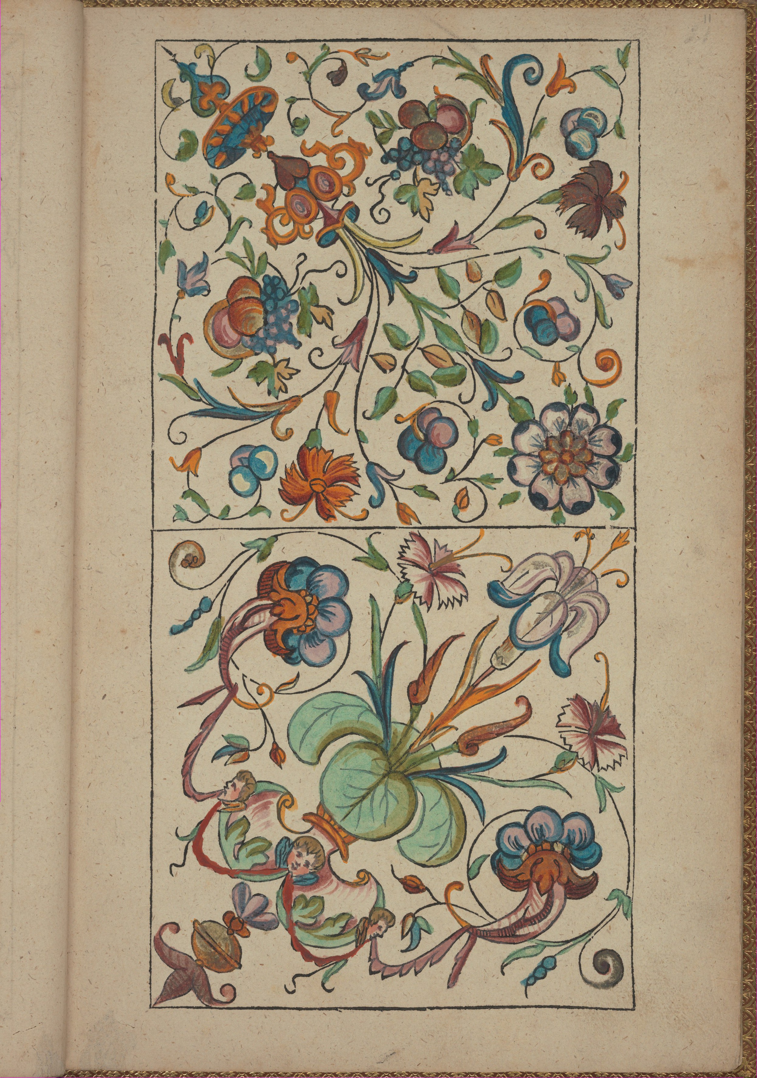Vintage Floral Pattern Manuscript Illustration