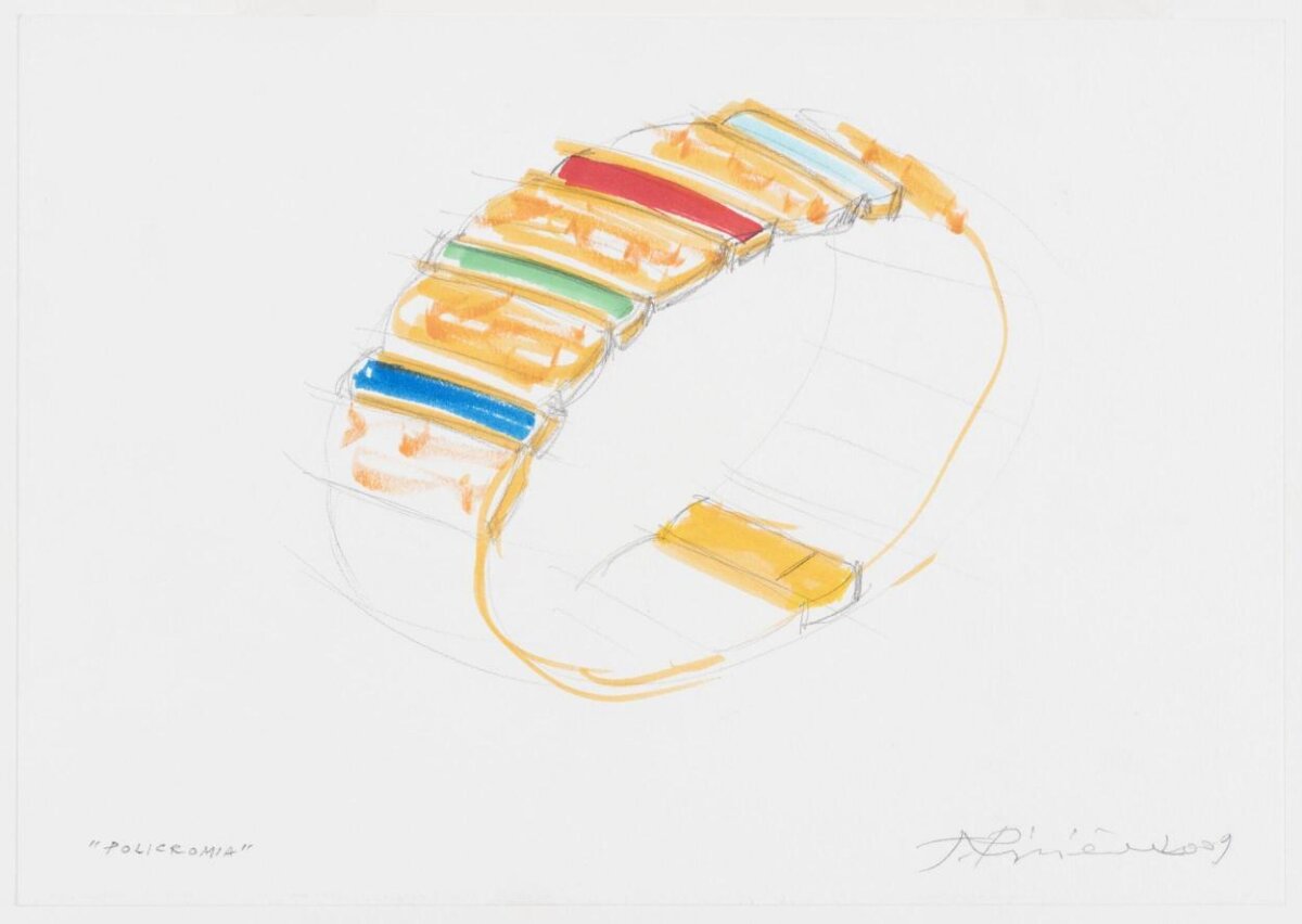 Colored Gold Bracelet Design Sketch