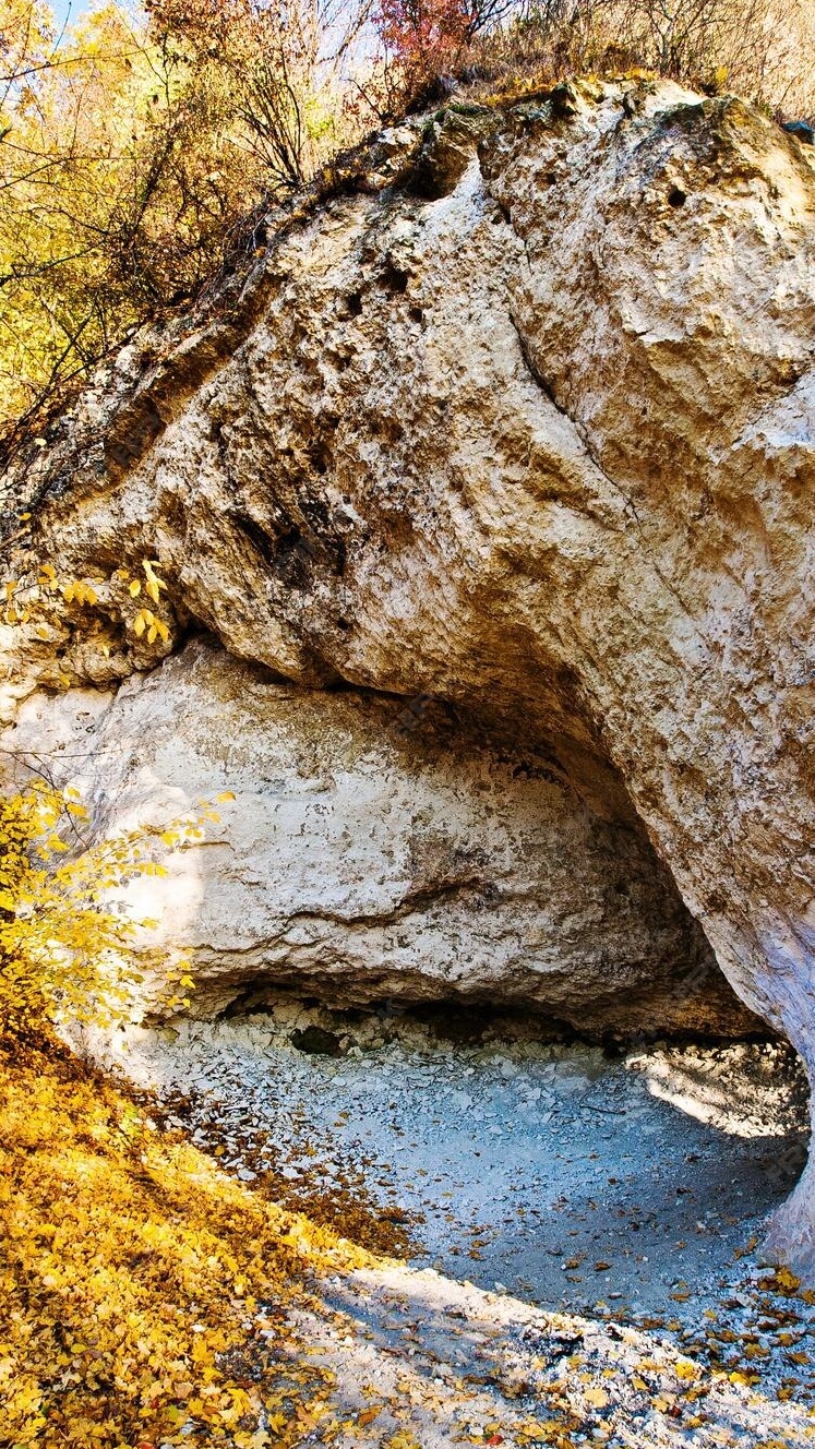 Autumn Rock Cave Opening