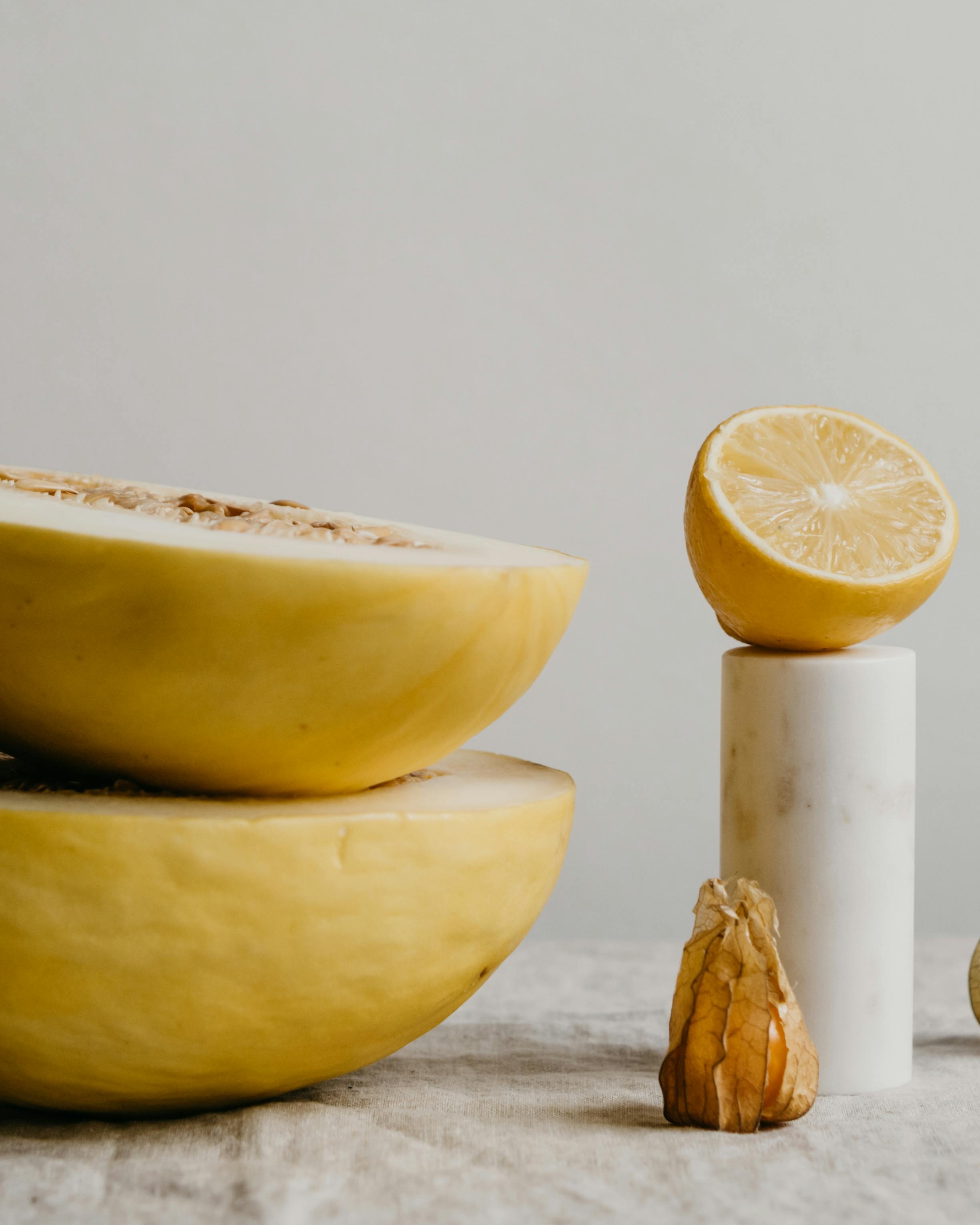Still Life of Sliced Yellow Fruits