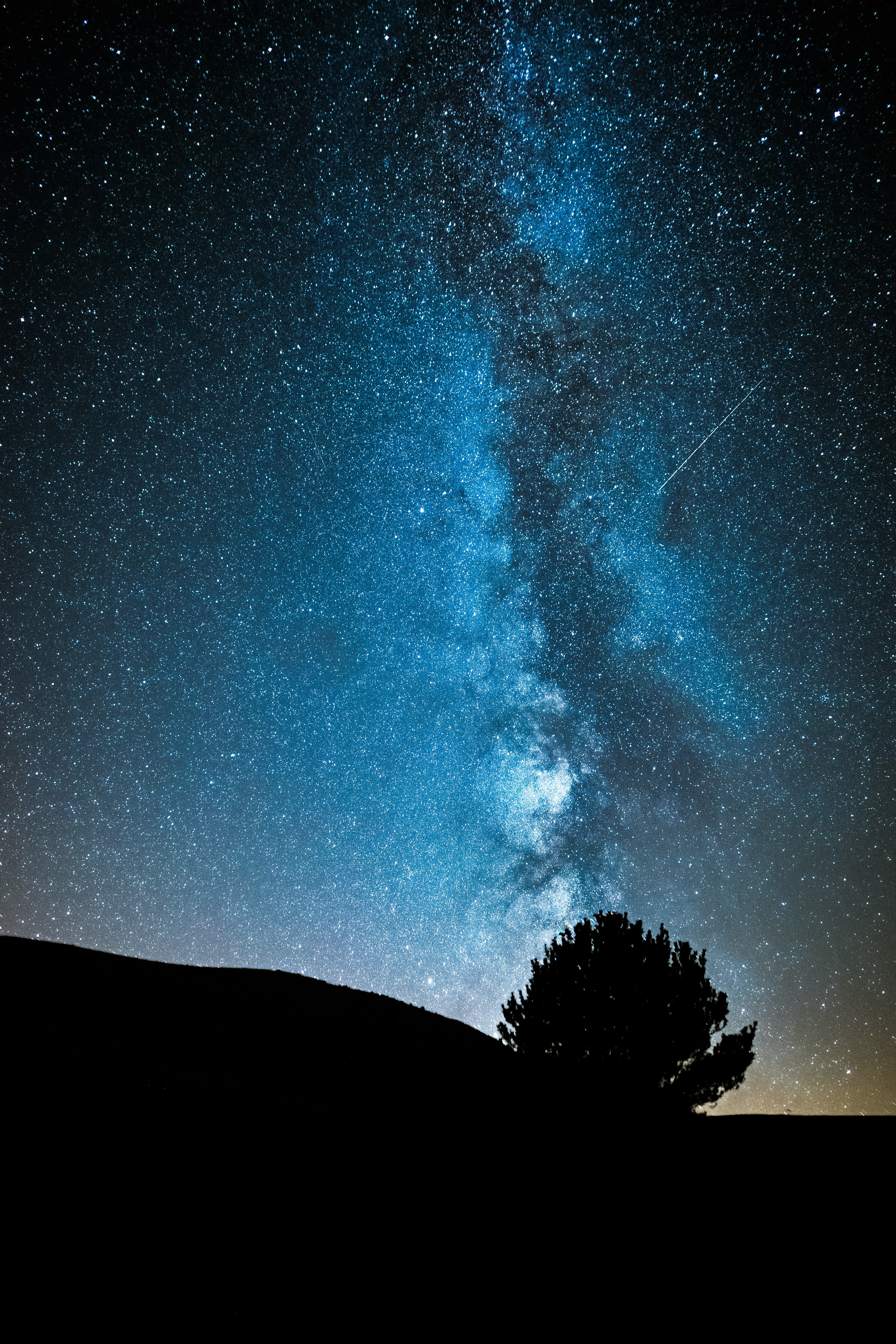 Night Sky with Milky Way and Meteor