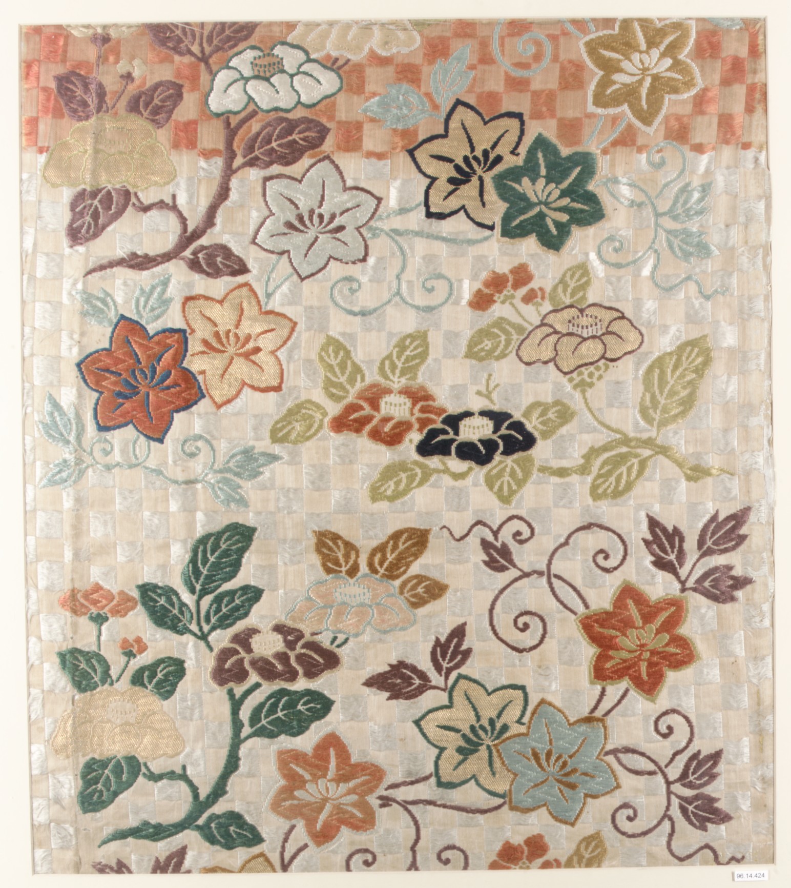 Floral Pattern Checkered Woven Textile