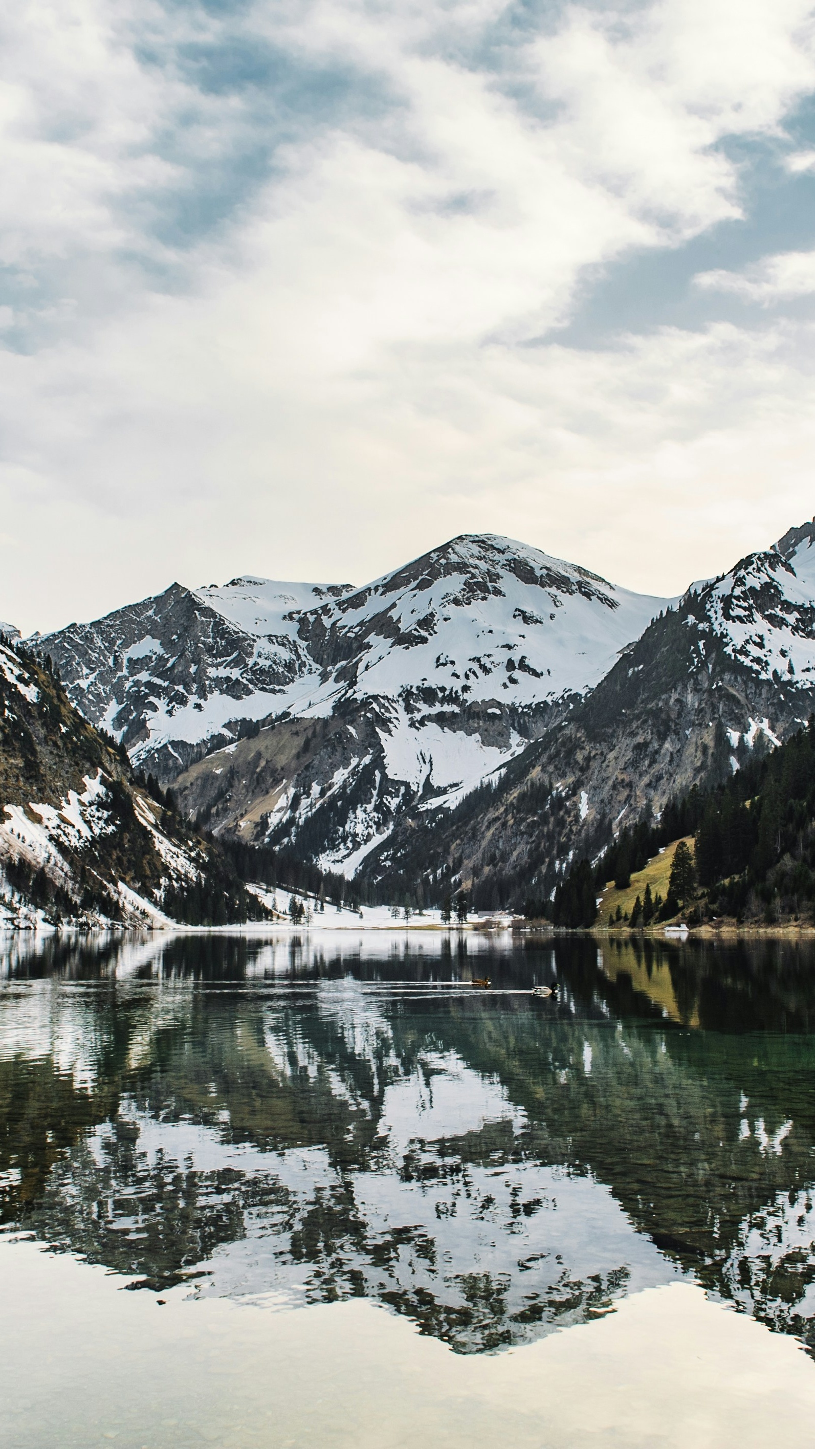 Snowy Mountain Lake Reflection