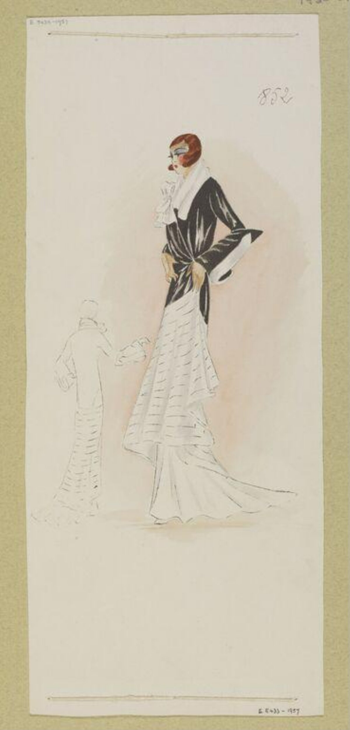Vintage Women's Evening Fashion Sketch