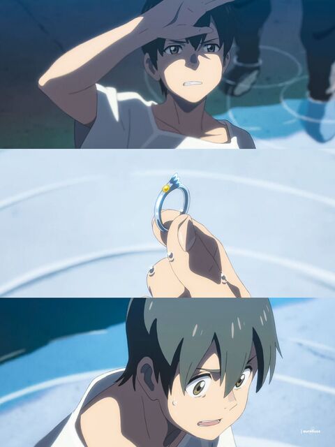 Three-panel Anime Ring Discovery Scene