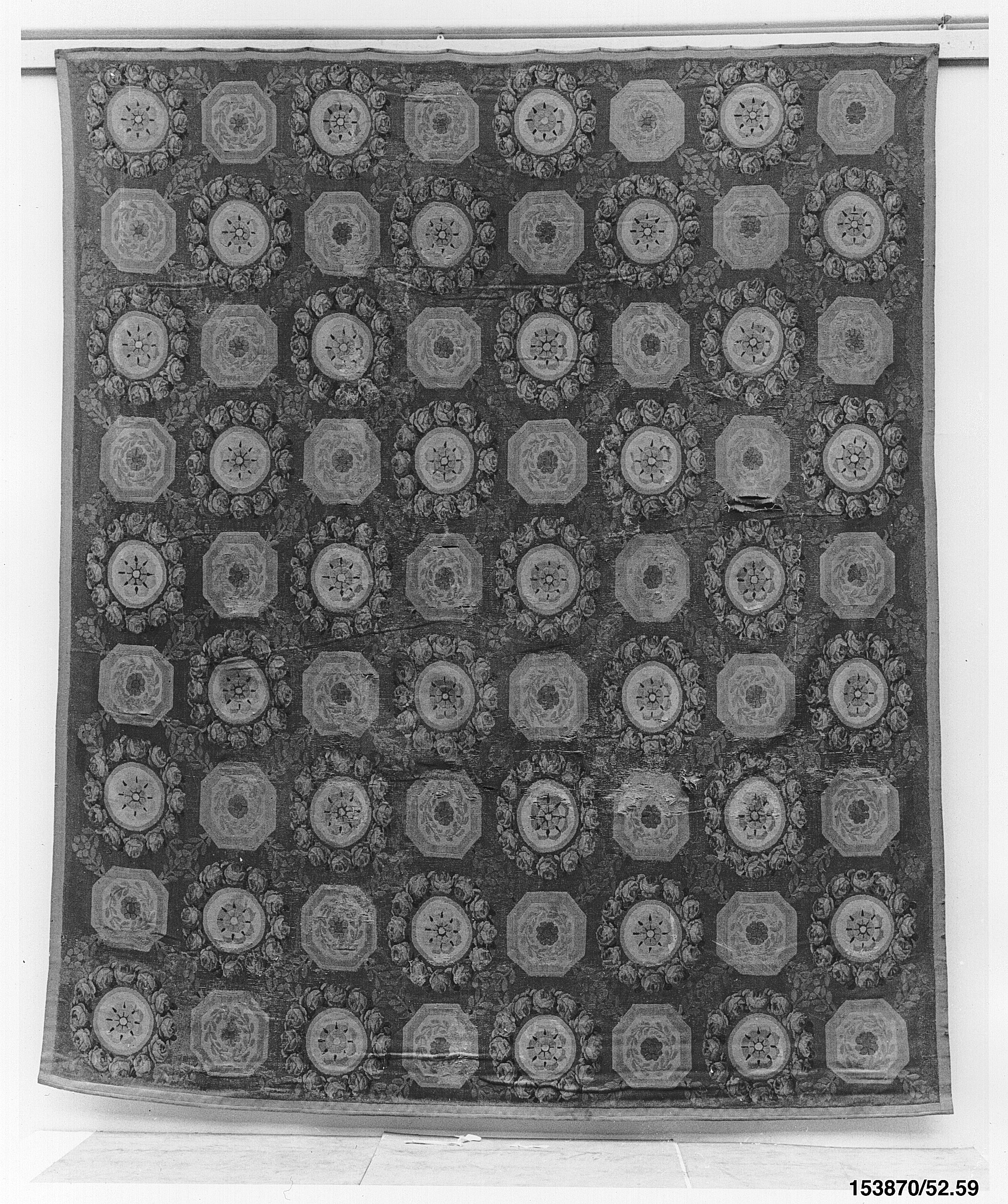 Antique Geometric Floral Woven Textile